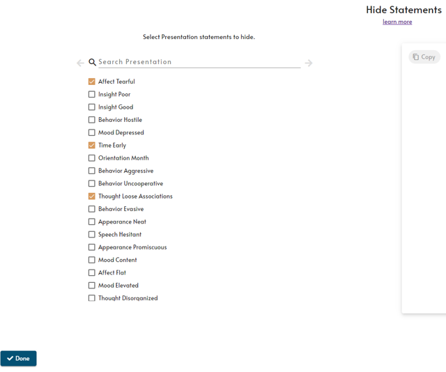hidden statements list