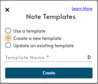new template screen